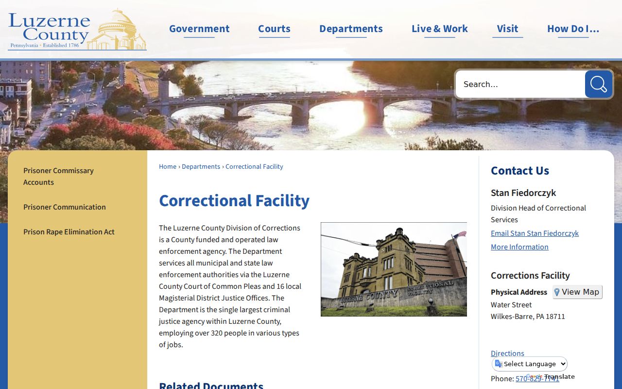 Luzerne residents directory correctional facility lookup resources