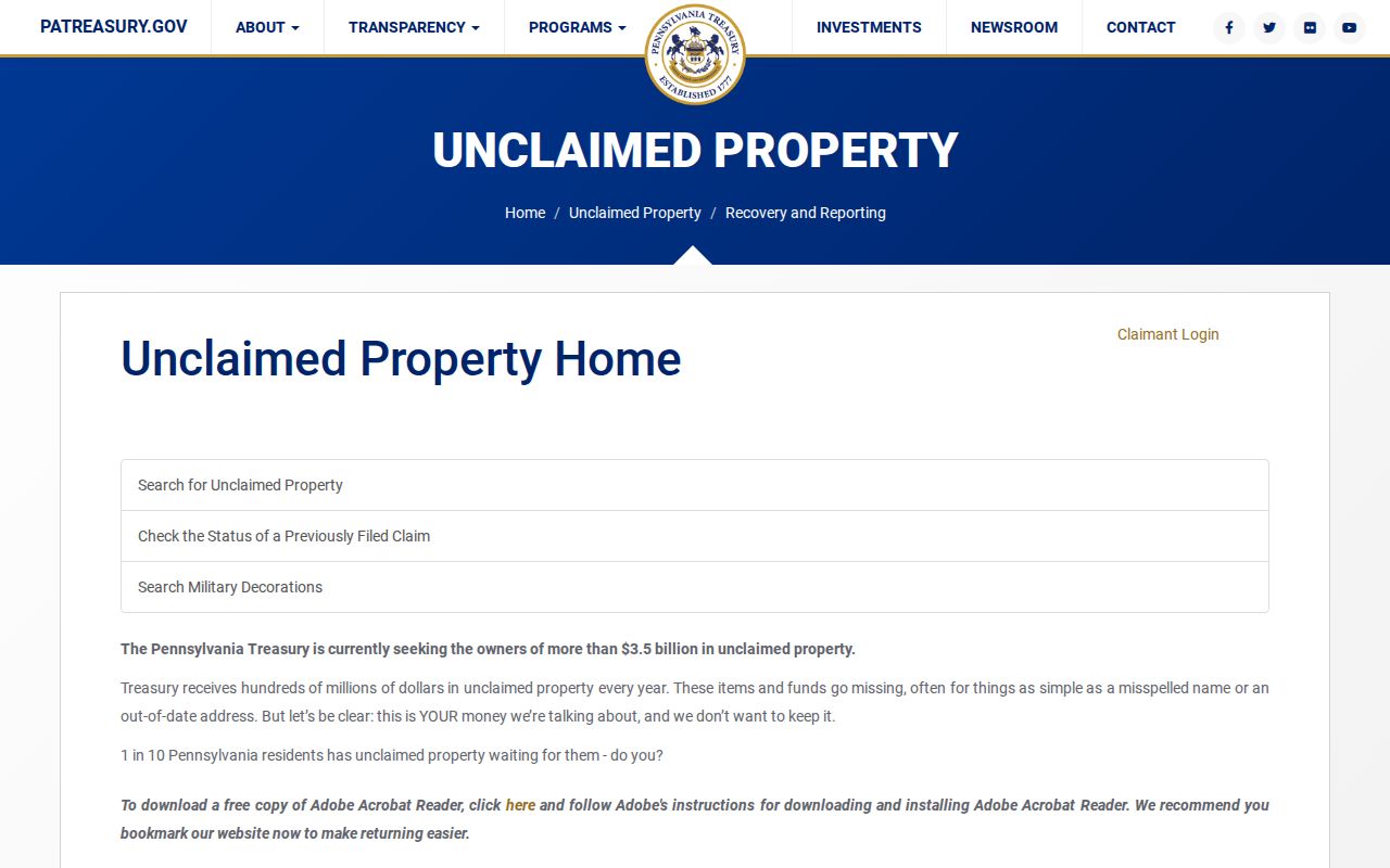 Luzerne residents directory Pennsylvania unclaimed-property search