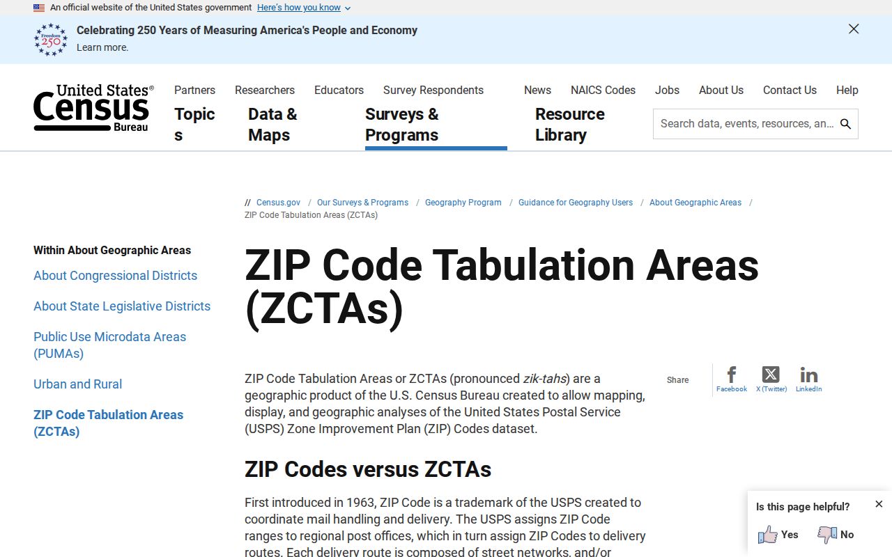 Luzerne ZIP code directory Census explanation of ZCTA postal-boundary limits